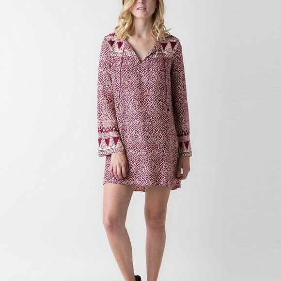 Billabong | Burgundy Tunic Dress Mini Geometric Print “Eternal Winter” S - Picture 1 of 8